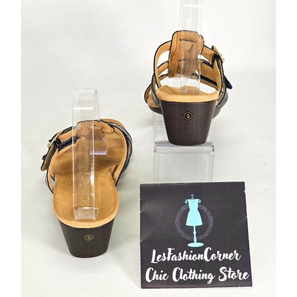 Vionic Women's Radia Blue Patent Leather Croc Print Wedge Sandals Size 9 2128 - Picture 6 of 15